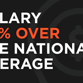 Infographic with text: Salary 20% over the national average